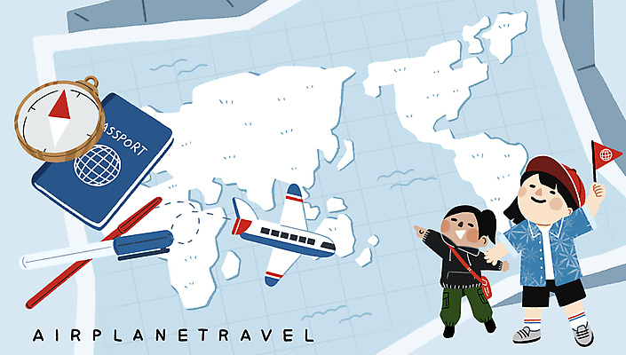 전신 PSD 모자 여자 점선 지도 일러스트 비행기 서기 들기 성인 두명 파란색 볼펜 가리킴 깃발 세계여행 나침반 여권 성인여자만 국내일러스트 잡화 선 컬러 여행 항공교통 모션 대중교통 사람 손짓 세계 펜 여자만 성인만 파일형식