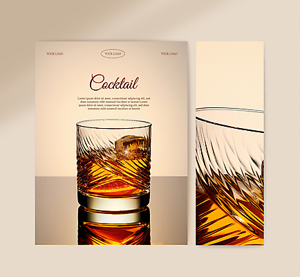 템플릿 포스터 음료 잔 사람없음 갈색 얼음 칵테일 메뉴판 양주 양주잔 이미지템플릿 AI파일 자연요소 식기 컬러 술잔 주류 파일형식 벡터