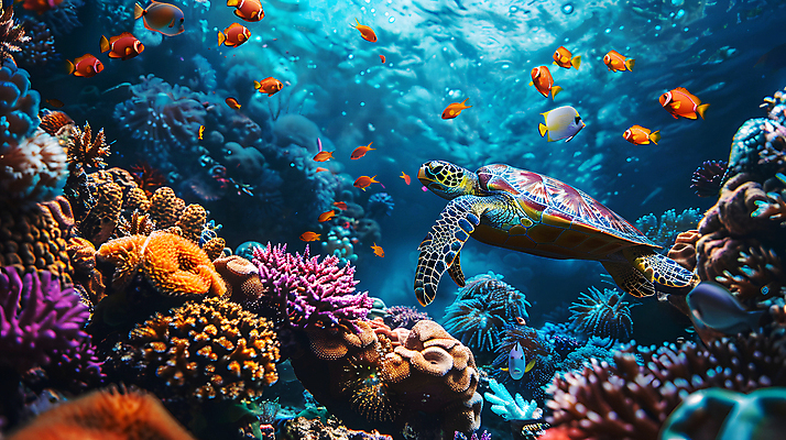 JPG 편집이미지 백그라운드 어류 사람없음 바닷속 산호 산호초 거북이 디지털합성 편집소스 편집실사 AI포토 AI콘텐츠 파충류 수중 수중동물 수중식물 자포동물 CG 파일형식