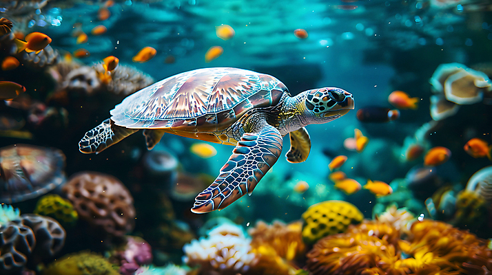 JPG 편집이미지 백그라운드 어류 사람없음 바닷속 산호 산호초 거북이 디지털합성 편집소스 편집실사 AI포토 AI콘텐츠 파충류 수중 수중동물 수중식물 자포동물 CG 파일형식