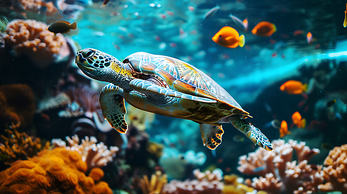 JPG 편집이미지 백그라운드 어류 사람없음 바닷속 산호 산호초 거북이 디지털합성 편집소스 편집실사 AI포토 AI콘텐츠 파충류 수중 수중동물 수중식물 자포동물 CG 파일형식