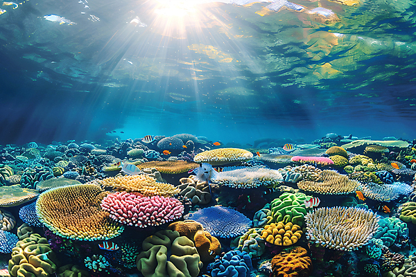 JPG 편집이미지 사람없음 빛 바닷속 산호 산호초 디지털합성 카피스페이스 편집소스 편집실사 AI포토 AI콘텐츠 수중 공백 수중식물 자포동물 CG 파일형식