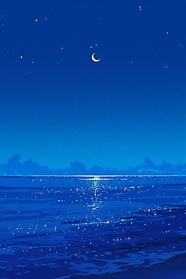 JPG 바다 야경 일러스트 자연 밤하늘 휴식 사람없음 여름 파란색 반사 평화 고요 달 신비 국내일러스트 AI일러스트 AI콘텐츠 자연요소 계절 컬러 컨셉 하늘 야간 생태계 파일형식 풍경_경치