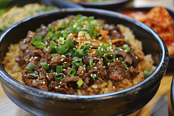 JPG 편집이미지 음식 밥 거리 사람없음 디지털합성 뚝배기 덮밥 불고기 야시장 포장마차 편집실사 AI포토 AI콘텐츠 한식 식당 시장 CG 파일형식