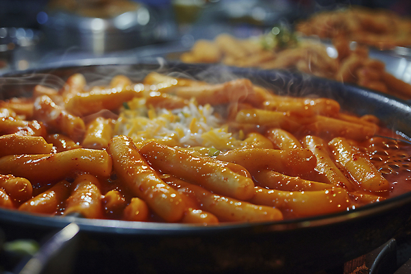JPG 편집이미지 음식 거리 사람없음 냄비 수증기 떡볶이 디지털합성 야시장 포장마차 편집실사 AI포토 AI콘텐츠 식당 시장 솥 분식 CG 파일형식