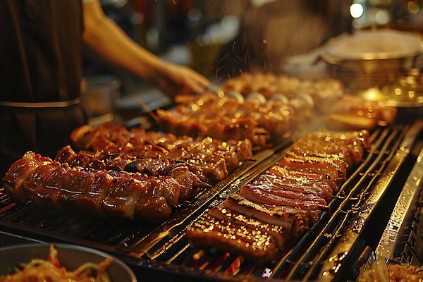 JPG 편집이미지 손 음식 거리 육류 신체부위 꼬치 그릴 굽기 디지털합성 야시장 포장마차 편집실사 AI인물포토 AI콘텐츠 식재료 주방용품 사람 식당 시장 구이 CG 파일형식 AI포토