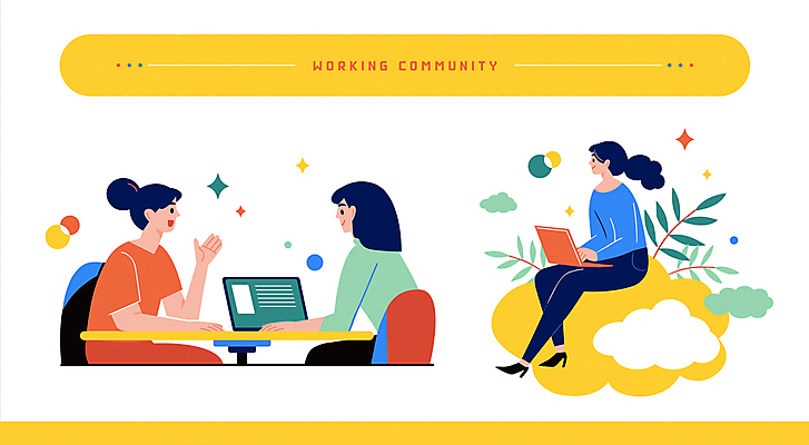 구름 여자 잎 의자 일러스트 비즈니스 회의 함께함 대화 앉기 상반신 성인 캐주얼 세명 노트북 반짝임 노란색 업무 직장인 책상 창업 커뮤니티 성인여자만 국내일러스트 AI파일 자연요소 식물 직업 옷 컬러 가구 컨셉 모션 말하기 사람 전자제품 작업 자영업 여자만 성인만 파일형식 벡터