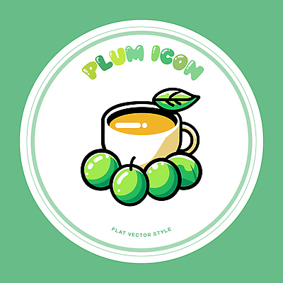 아이콘 음료 나뭇잎 건강 사람없음 연두색 신선 찻잔 매실 매실차 매실청 2D아이콘 AI파일 잎 잔 초록색 차_음료 파일형식 벡터 과일청