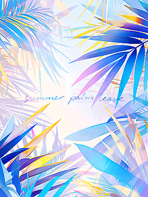 PSD 잎 일러스트 사람없음 여름 컬러풀 야자수 야자수잎 보테니컬아트 트로피컬아트 국내일러스트 나무 식물 계절 컬러 그림 파일형식