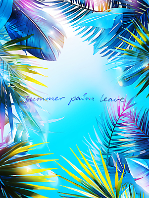 PSD 잎 일러스트 사람없음 여름 컬러풀 야자수 야자수잎 보테니컬아트 트로피컬아트 국내일러스트 나무 식물 계절 컬러 그림 파일형식