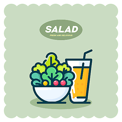 그릇 다이어트 일러스트 방울토마토 잔 건강 빨대 사람없음 연두색 식사 주스 샐러드 양상추 채식 건강식 국내일러스트 AI파일 식기 음료 음식 토마토 채소 초록색 파일형식 벡터