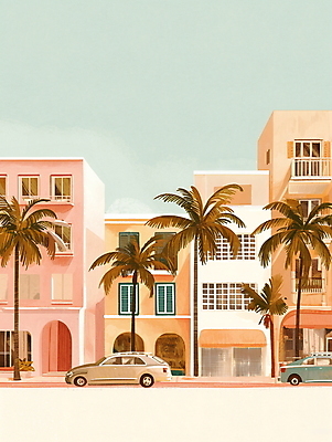 JPG 일러스트 휴가 휴식 열대 수채화 주택 풍경 사람없음 여름 야자수 평화 마을 그림 국내일러스트 AI일러스트 AI콘텐츠 나무 계절 컨셉 건물 파일형식