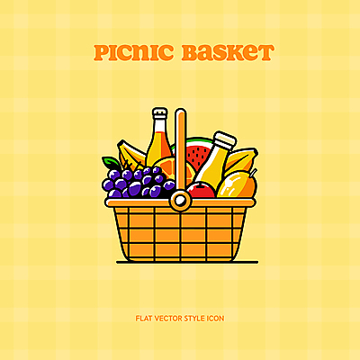 아이콘 잎 오렌지 포도 수박 바나나 사람없음 소풍 노란색 병 사과 오렌지주스 참외 소풍바구니 2D아이콘 AI파일 식물 식기 컬러 과일 야외활동 바구니 과일주스 파일형식 벡터