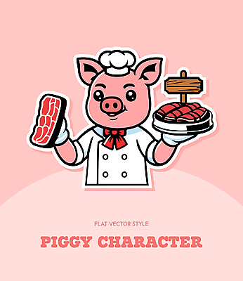 한마리 리본 일러스트 요리사모자 육류 웃음 들기 사람없음 표지판 돼지캐릭터 위생장갑 국내일러스트 AI파일 모자_잡화 1 동물캐릭터 장갑 식재료 모션 알림판 표정 요리사 돼지 파일형식 벡터