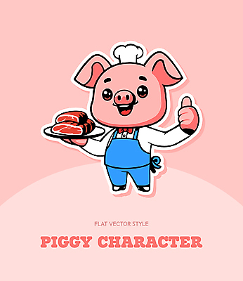 한마리 접시 셔츠 일러스트 나비넥타이 요리사모자 육류 웃음 들기 사람없음 앞치마 돼지캐릭터 따봉 국내일러스트 AI파일 모자_잡화 1 식기 동물캐릭터 상의 식재료 모션 넥타이 표정 요리사 최고 돼지 파일형식 벡터