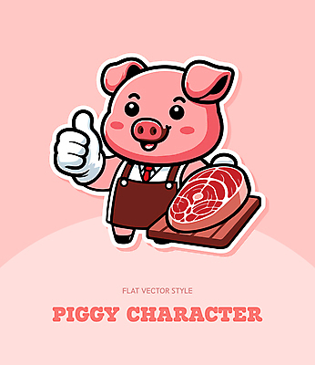 한마리 셔츠 일러스트 넥타이 육류 웃음 들기 사람없음 앞치마 돼지캐릭터 따봉 정육점 국내일러스트 AI파일 1 잡화 동물캐릭터 상의 식재료 모션 표정 상점 최고 돼지 파일형식 벡터
