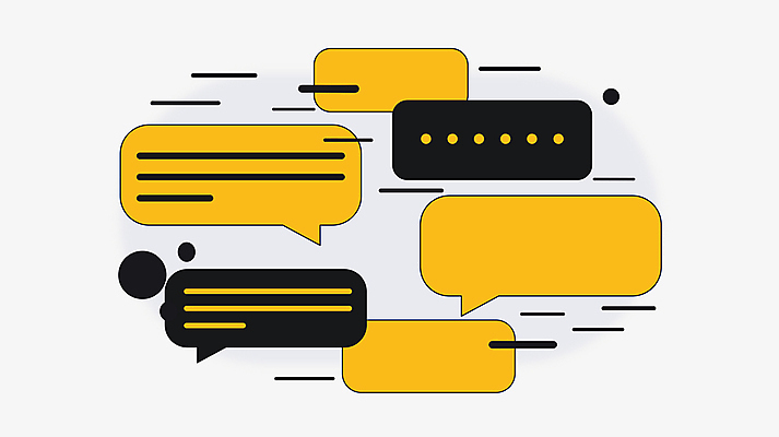 말풍선 일러스트 비즈니스 커뮤니케이션 사람없음 노란색 원형 메시지 심플 메신저 소셜미디어 국내일러스트 AI파일 도형 컬러 파일형식 벡터