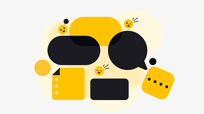 말풍선 일러스트 비즈니스 커뮤니케이션 사람없음 노란색 원형 메시지 심플 이모티콘 메신저 소셜미디어 국내일러스트 AI파일 도형 컬러 파일형식 벡터