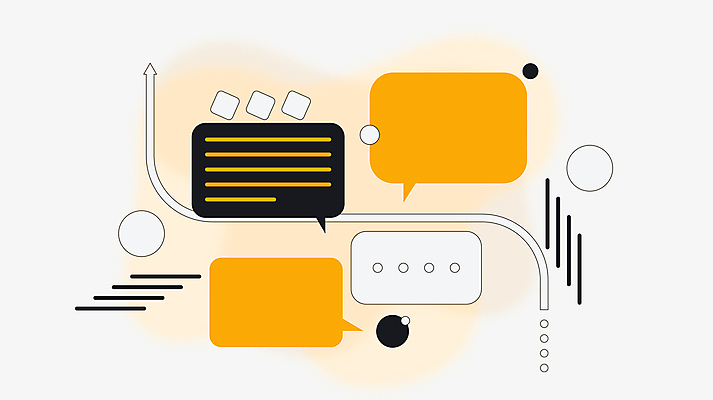 화살표 말풍선 일러스트 비즈니스 커뮤니케이션 사람없음 노란색 원형 메시지 심플 메신저 소셜미디어 국내일러스트 AI파일 도형 컬러 파일형식 벡터