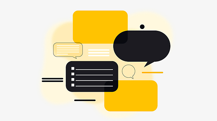 말풍선 일러스트 비즈니스 커뮤니케이션 사람없음 노란색 원형 메시지 심플 메신저 소셜미디어 국내일러스트 AI파일 도형 컬러 파일형식 벡터