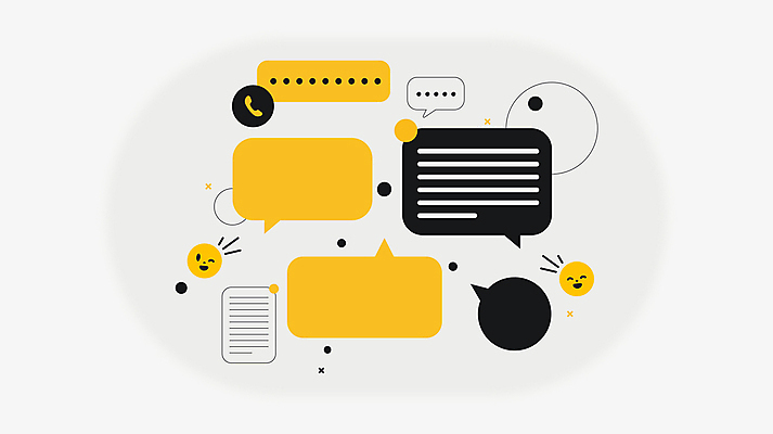 말풍선 일러스트 비즈니스 커뮤니케이션 사람없음 노란색 원형 메시지 심플 통화 이모티콘 메신저 소셜미디어 국내일러스트 AI파일 도형 컬러 모션 파일형식 벡터