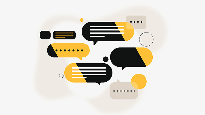 말풍선 일러스트 비즈니스 커뮤니케이션 사람없음 노란색 원형 메시지 심플 메신저 소셜미디어 국내일러스트 AI파일 도형 컬러 파일형식 벡터