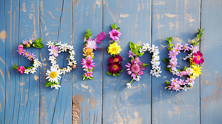 JPG 편집이미지 영어 꽃 분홍색 잎 텍스트 타이포그라피 사람없음 장식 봄 화려 이미지편집 편집실사 AI컴퓨터그래픽 AI콘텐츠 식물 문자 계절 컬러 컨셉 CG 파일형식