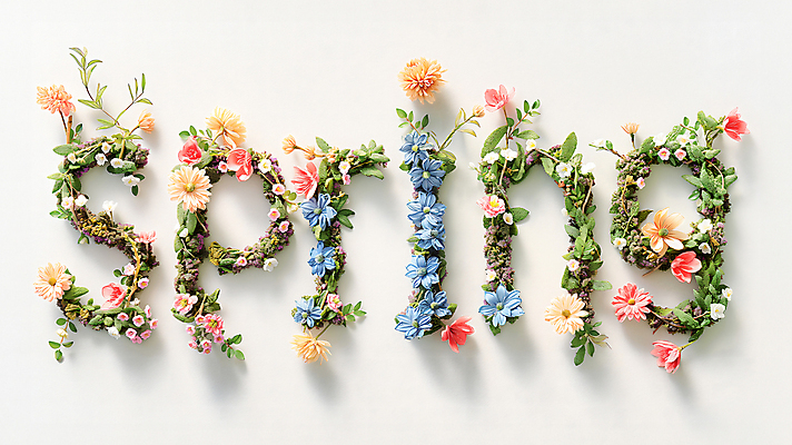 JPG 편집이미지 영어 꽃 잎 텍스트 타이포그라피 사람없음 장식 초록색 봄 화려 이미지편집 편집실사 AI컴퓨터그래픽 AI콘텐츠 식물 문자 계절 컬러 컨셉 CG 파일형식