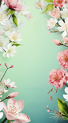 JPG 잎 일러스트 봄꽃 프레임 사람없음 합성 카피스페이스 국내일러스트 AI일러스트 AI콘텐츠 식물 꽃 봄 공백 파일형식