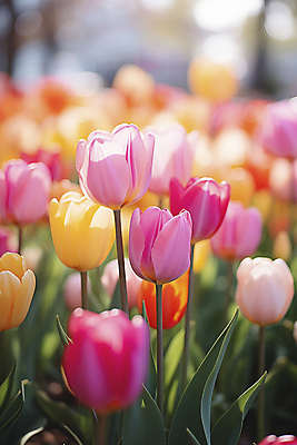 JPG 편집이미지 꽃밭 자연 사람없음 봄 튤립 개화 디지털합성 튤립축제 편집실사 AI포토 AI콘텐츠 계절 꽃 축제 CG 생태계 꽃축제 파일형식