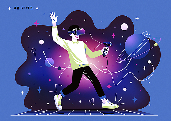 전신 라이프스타일 남자 과학 일러스트 미래 정보기술 한명 성인 반짝임 손들기 우주 보라색 과학기술 즐거움 디지털산업 가상공간 가상현실 성인남자한명만 VR기기 국내일러스트 AI파일 1 감정 산업 컬러 컨셉 모션 기술 사람 생활 디지털 기계 남자한명만 성인남자만 파일형식 벡터