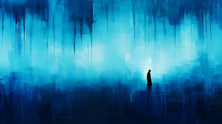 JPG 편집이미지 남자 실루엣 그림자 한명 사람 성인 파란색 어둠 번짐 우울감 성인남자한명만 이미지편집 편집실사 1 감정 컬러 촬영기법 CG 남자한명만 성인남자만 파일형식 효과