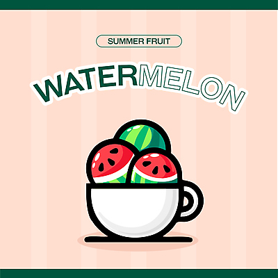 일러스트 디저트 여름음식 수박 사람없음 여름 줄무늬 머그컵 과육 수박화채 국내일러스트 AI파일 계절 음식 무늬 과일 컵 화채 파일형식 벡터 여름_계절