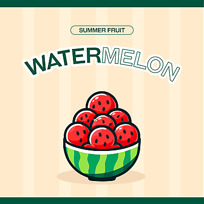 일러스트 디저트 여름음식 수박 사람없음 여름 줄무늬 과육 수박화채 국내일러스트 AI파일 계절 음식 무늬 과일 화채 파일형식 벡터 여름_계절