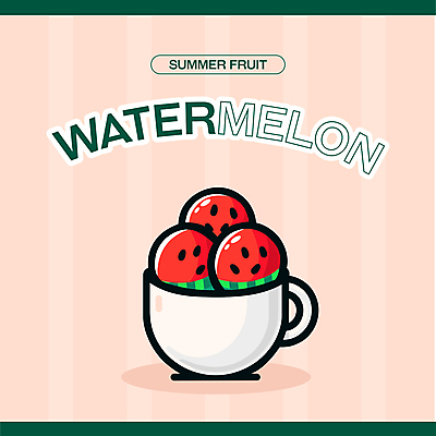 일러스트 디저트 여름음식 수박 사람없음 여름 줄무늬 머그컵 과육 수박화채 국내일러스트 AI파일 계절 음식 무늬 과일 컵 화채 파일형식 벡터 여름_계절