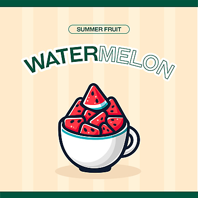 일러스트 디저트 여름음식 수박 사람없음 여름 줄무늬 머그컵 과육 수박화채 국내일러스트 AI파일 계절 음식 무늬 과일 컵 화채 파일형식 벡터 여름_계절