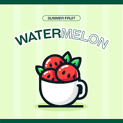잎 일러스트 디저트 여름음식 수박 사람없음 여름 줄무늬 머그컵 과육 수박화채 국내일러스트 AI파일 식물 계절 음식 무늬 과일 컵 화채 파일형식 벡터 여름_계절