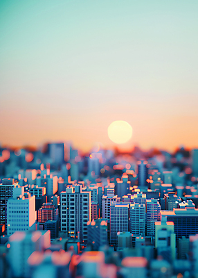 JPG 편집이미지 아파트 빌딩 사람없음 태양 모형 노을 미니어처 도시 편집실사 AI포토 AI콘텐츠 자연요소 주택 건물 CG 파일형식