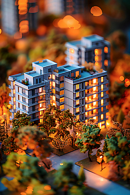 JPG 나무 편집이미지 야경 가로등 아파트 사람없음 빛 모형 미니어처 보케 편집실사 AI포토 AI콘텐츠 식물 공공시설 주택 야간 CG 파일형식 풍경_경치