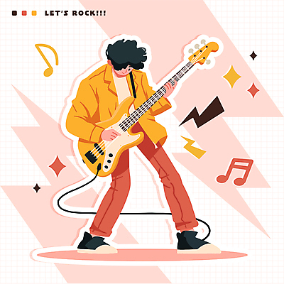 전신 남자 스티커 음표 일러스트 한명 사람 성인 반짝임 공연 밴드 번개 격자 락 락페스티벌 베이스 베이시스트 음악축제 성인남자한명만 국내일러스트 AI파일 1 기호 음악 무늬 모션 현악기 날씨 이벤트 축제 로큰롤 남자한명만 성인남자만 파일형식 벡터