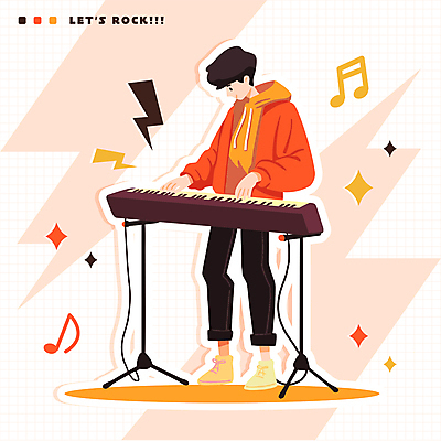 전신 남자 스티커 음표 일러스트 한명 사람 성인 반짝임 공연 밴드 번개 격자 락 락페스티벌 음악축제 전자피아노 성인남자한명만 국내일러스트 AI파일 1 기호 음악 무늬 모션 날씨 이벤트 축제 피아노 로큰롤 남자한명만 성인남자만 파일형식 벡터