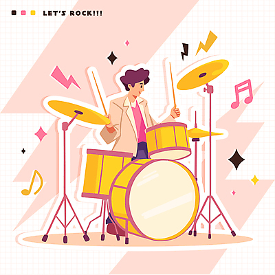 전신 남자 스티커 음표 일러스트 한명 앉기 성인 반짝임 공연 밴드 번개 드럼 격자 락 드러머 드럼스틱 락페스티벌 음악축제 성인남자한명만 국내일러스트 AI파일 1 기호 음악 무늬 모션 날씨 타악기 사람 이벤트 축제 로큰롤 남자한명만 성인남자만 파일형식 벡터