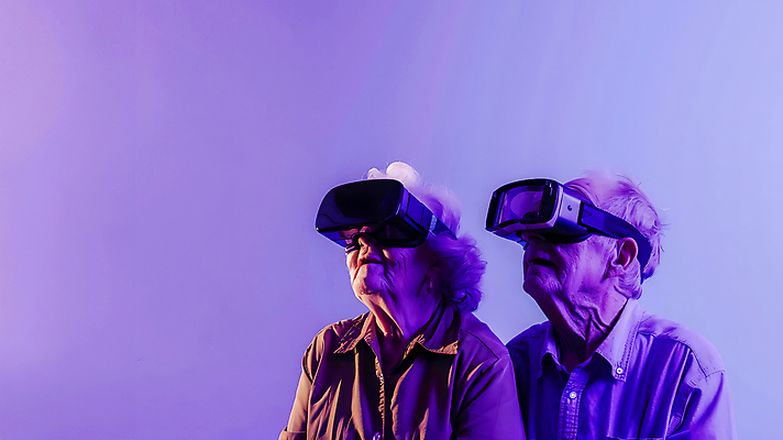 JPG 편집이미지 여자 할아버지 노년 남자 할머니 상반신 두명 노부부 가상현실 노인만 VR기기 편집실사 AI인물포토 AI콘텐츠 부부 사람 성인 기계 CG 성인만 파일형식 AI포토