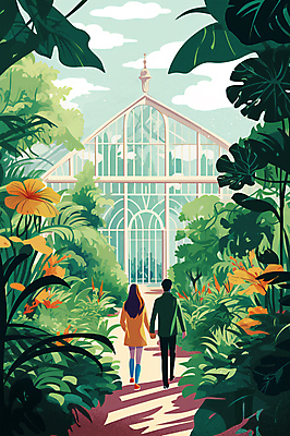 전신 PSD 나무 커플 여자 남자 꽃 길 잎 데이트 일러스트 성인 두명 건물 초록색 걷기 손잡기 산책 풀 식물원 감성 몬스테라 온실 성인만 트로피컬아트 국내일러스트 식물 건축물 컬러 컨셉 관계 모션 휴식 사람 그림 파일형식