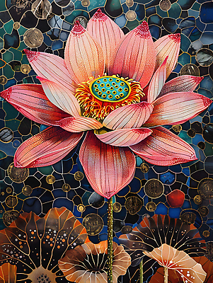 JPG 디자인 꽃잎 백그라운드 불교 일러스트 연꽃 사람없음 컬러풀 화려 디지털합성 연잎 개성 동양적 편집소스 디테일 국내일러스트 AI일러스트 AI콘텐츠 꽃 종교 컬러 컨셉 잎 파일형식