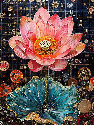 JPG 디자인 꽃잎 백그라운드 불교 일러스트 연꽃 사람없음 컬러풀 화려 디지털합성 연잎 개성 동양적 편집소스 디테일 국내일러스트 AI일러스트 AI콘텐츠 꽃 종교 컬러 컨셉 잎 파일형식