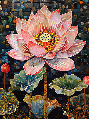 JPG 디자인 꽃잎 백그라운드 불교 일러스트 연꽃 사람없음 컬러풀 화려 디지털합성 연잎 개성 동양적 편집소스 디테일 국내일러스트 AI일러스트 AI콘텐츠 꽃 종교 컬러 컨셉 잎 파일형식