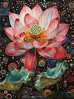 JPG 디자인 꽃잎 백그라운드 불교 일러스트 연꽃 사람없음 컬러풀 화려 디지털합성 연잎 개성 동양적 편집소스 디테일 국내일러스트 AI일러스트 AI콘텐츠 꽃 종교 컬러 컨셉 잎 파일형식