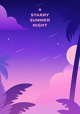 PSD 구름 여행 일러스트 자연 밤하늘 휴식 사람없음 여름휴가 야자수 보라색 여름밤 열대잎 국내일러스트 자연요소 나무 컬러 컨셉 잎 하늘 휴가 여름 야간 생태계 파일형식 여름_계절