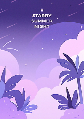 PSD 구름 야경 일러스트 자연 밤하늘 휴식 사람없음 여름휴가 야자수 보라색 열대잎 국내일러스트 자연요소 나무 컬러 컨셉 잎 하늘 휴가 야간 생태계 파일형식 여름_계절 풍경_경치